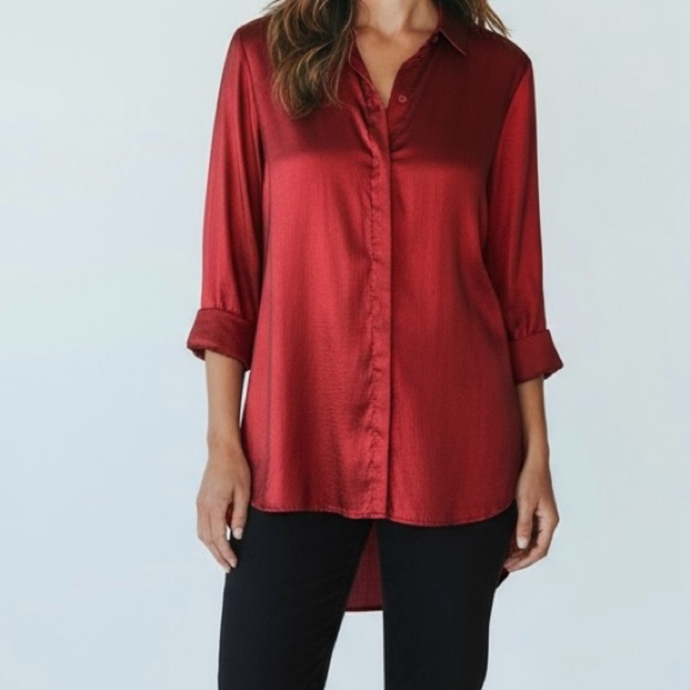 Chic Red Button Down Shirt for Women